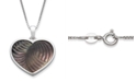 Macy's Black Mother of Pearl 16x13mm Heart Shaped Pendant with 18" Chain in Sterling Silver 